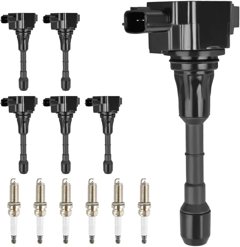 HYR Set of 6 Ignition Coil Pack and Iridium Spark Plugs Fit for 3.7L 2008-2019 Infiniti G37 M37 EX37 Q40 Q50 Q60 Q70 QX50 QX70 Nissan 370Z V6 Replaces UF617 - Image 1